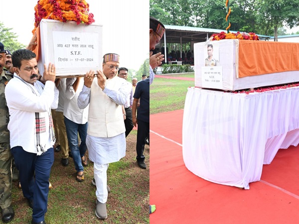 मुख्यमंत्री श्री विष्णु देव साय और उप मुख्यमंत्री श्री विजय शर्मा ने शहीद जवान के पार्थिव शरीर को कांधा देकर शहीद के निवास रायपुर-सड्डू के लिए किया रवाना