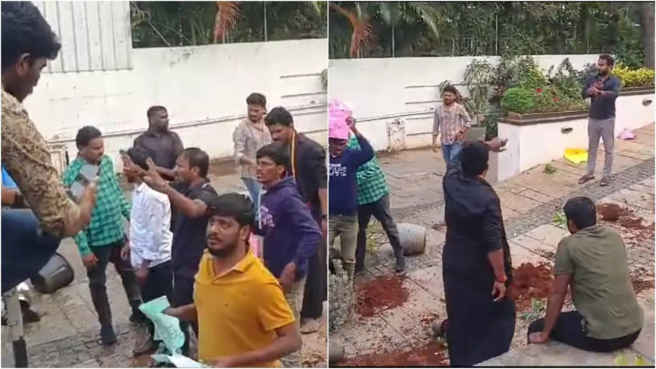 Watch: Protesters storm, vandalise Allu Arjun’s house in Hyderabad over stampede death