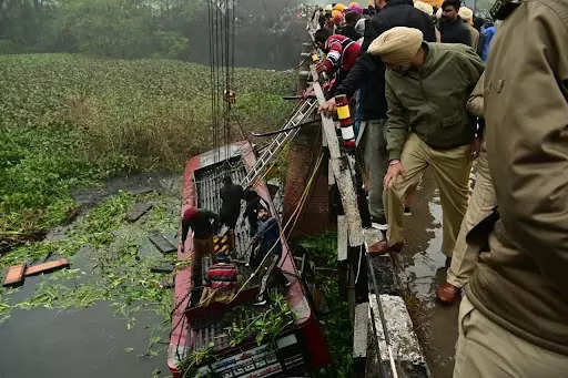 Several feared dead after bus plunges into drain in Punjab