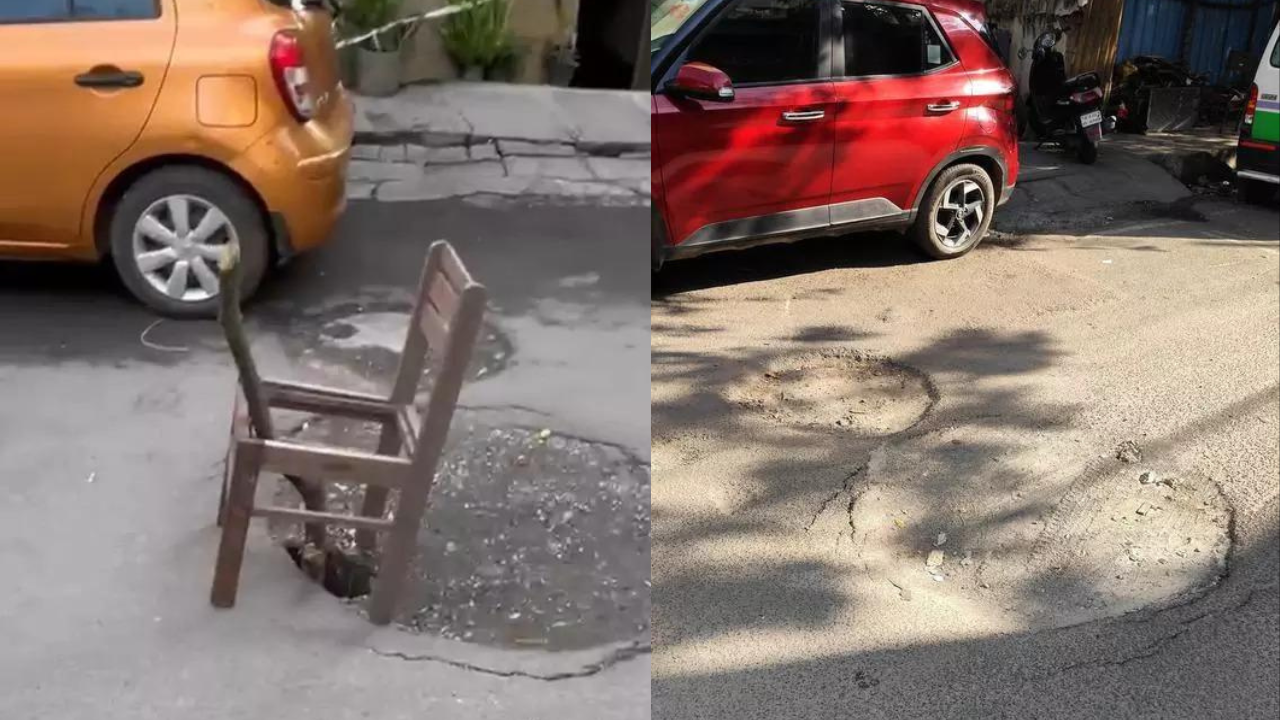 Broken chair placed on sinkhole prompts Bengaluru’s civic authorities to fix it