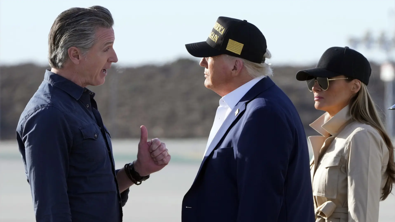 ‘It’s like you got hit by a bomb,’ says Trump as he tours LA wildfire damage